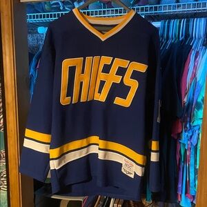 Johnstown Chiefs Steve Hanson Jersey from 1977 Film Slap Shot - Blue and Yellow